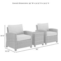 Crosley Bradenton 95 Inch 3pc Outdoor Wicker Armchair Set - KO70052WB