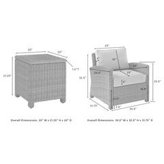 Crosley Bradenton 95 Inch 3pc Outdoor Wicker Armchair Set - KO70052WB