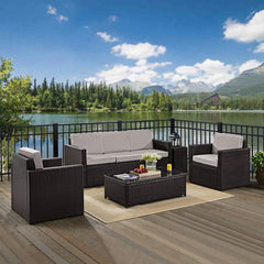 Crosley Palm Harbor 130.50 Inch 5pc Outdoor Wicker Sofa Set - KO70054BR