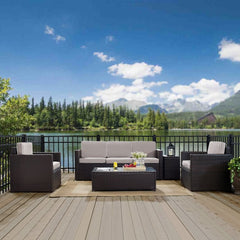 Crosley Palm Harbor 130.50 Inch 5pc Outdoor Wicker Sofa Set - KO70054BR