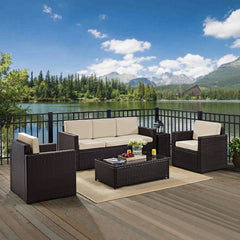 Crosley Palm Harbor 130.50 Inch 5pc Outdoor Wicker Sofa Set - KO70054BR