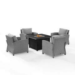 Crosley Bradenton 140 Inch 5pc Wicker Convers Set W/Fire Table Grey - KO70172GY-GY