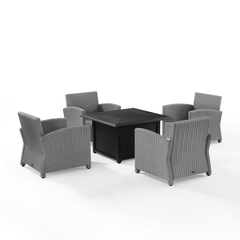 Crosley Bradenton 140 Inch 5pc Wicker Convers Set W/Fire Table Grey - KO70172GY-GY
