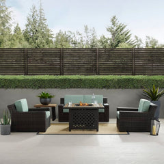 Crosley Beaufort 113.25 Inch 5pc Outdoor Wicker Conversation Set W/Fire Table Mist - KO70178BR