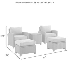 Crosley Bradenton 93 Inch 5pc Outdoor Wicker Armchair Set - KO70182WB