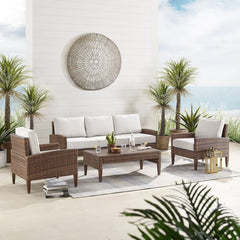 Crosley Capella 80 Inch Outdoor Wicker 4pc Sofa Set - KO70192