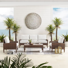 Crosley Capella 80 Inch Outdoor Wicker 4pc Sofa Set - KO70192
