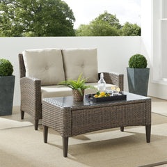 Crosley Rockport 53.25 Inch Outdoor Wicker 2pc High Back Conversation Set Oatmeal - KO70211LB-OL