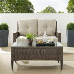 Crosley Rockport 53.25 Inch Outdoor Wicker 2pc High Back Conversation Set Oatmeal - KO70211LB-OL