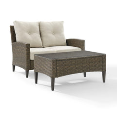 Crosley Rockport 53.25 Inch Outdoor Wicker 2pc High Back Conversation Set Oatmeal - KO70211LB-OL