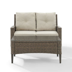 Crosley Rockport 53.25 Inch Outdoor Wicker 2pc High Back Conversation Set Oatmeal - KO70211LB-OL