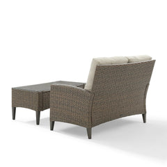 Crosley Rockport 53.25 Inch Outdoor Wicker 2pc High Back Conversation Set Oatmeal - KO70211LB-OL