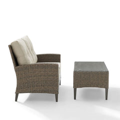 Crosley Rockport 53.25 Inch Outdoor Wicker 2pc High Back Conversation Set Oatmeal - KO70211LB-OL