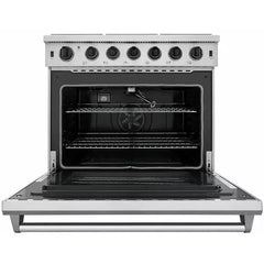 Thor Kitchen Package - 36 in. Propane Gas Range, Range Hood, Microwave Drawer, Refrigerator, Dishwasher, Wine Cooler