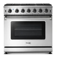 Thor Kitchen Package - 36 in. Propane Gas Range, Range Hood