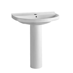 WHITEHAUS 23″ Isabella Collection U-shaped, Tubular Pedestal Sink with Chrome Overflow – LU014-LU005