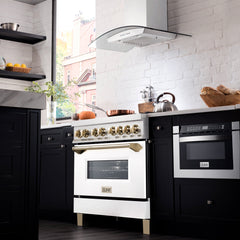 ZLINE Autograph Edition 36" 4.6 cu. ft. Dual Fuel Range with Gas Stove and Electric Oven in DuraSnow® Stainless Steel with White Matte Door and Accents - RASZ-WM-36