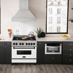 ZLINE Autograph Edition 36" 4.6 cu. ft. Dual Fuel Range with Gas Stove and Electric Oven in DuraSnow® Stainless Steel with White Matte Door and Accents - RASZ-WM-36