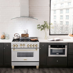 ZLINE Autograph Edition 36" 4.6 cu. ft. Range with Gas Stove and Gas Oven in DuraSnow® Stainless Steel with Accents - RGSZ-SN-36