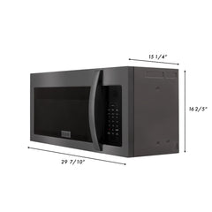 ZLINE Recirculating Over the Range Convection Microwave Oven with Charcoal Filters in Black Stainless Steel - MWO-OTRCF-30-BS