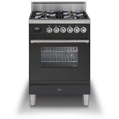 ILVE 24" Professional Plus Series Freestanding Single Oven Gas Range with 4 Sealed Burners - UPW60DV
