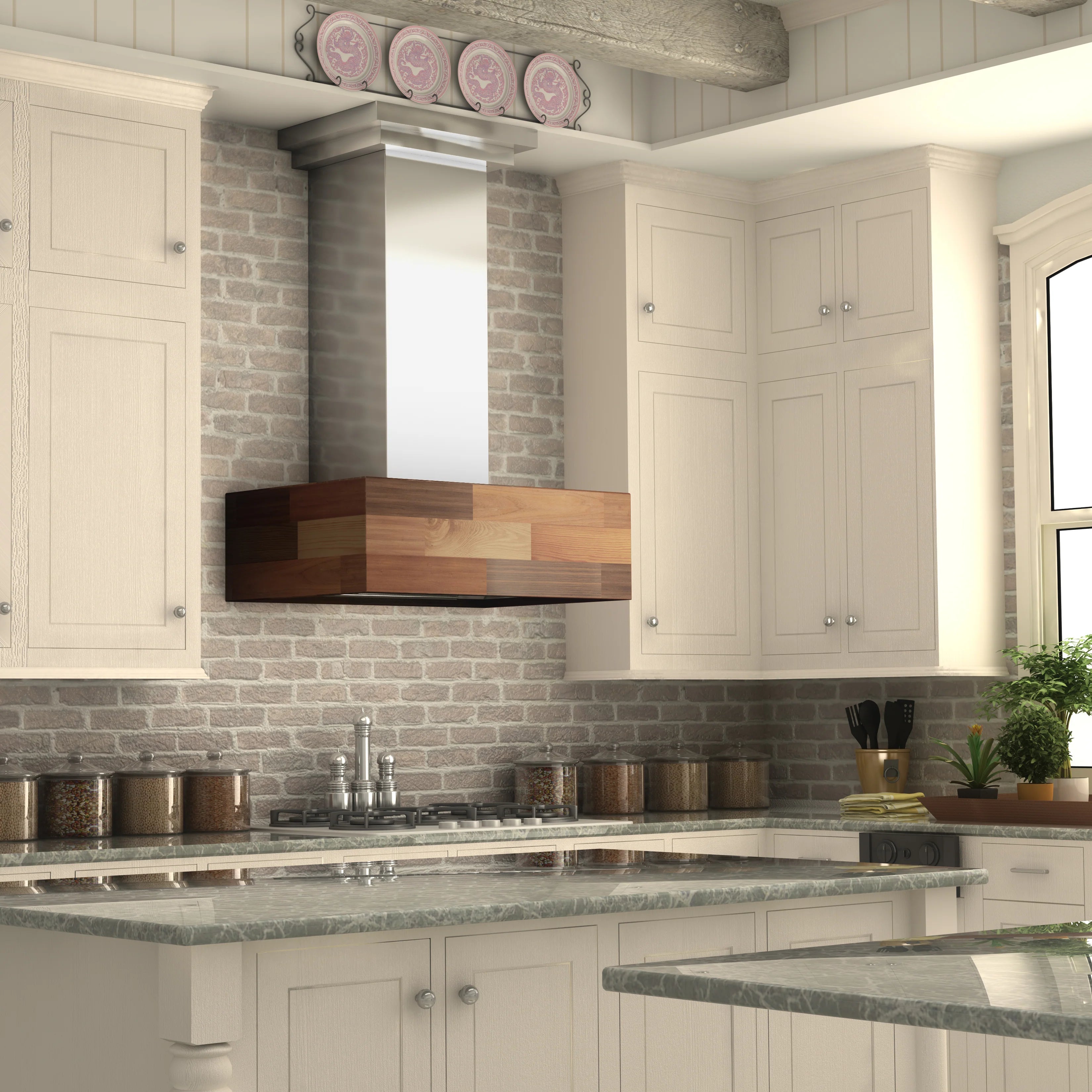 ZLINE 42" Remote Blower Ducted Designer Series Wooden Wall Mount Range Hood in Butcher Block (681W-RS-42-400)