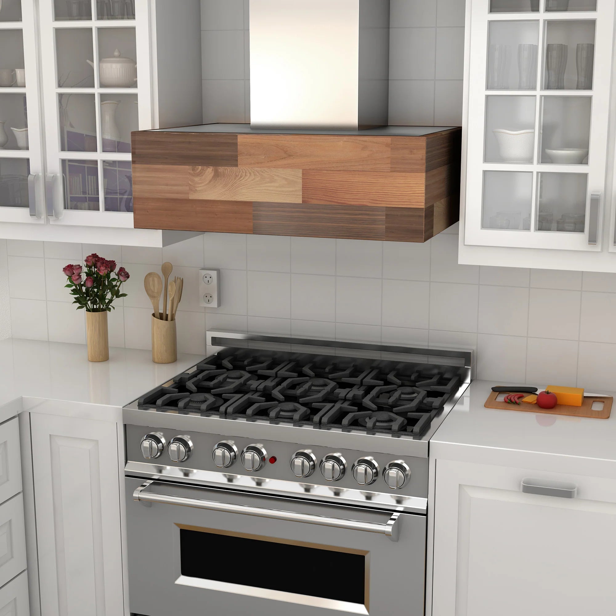 ZLINE 42" Remote Blower Ducted Designer Series Wooden Wall Mount Range Hood in Butcher Block (681W-RS-42-400)
