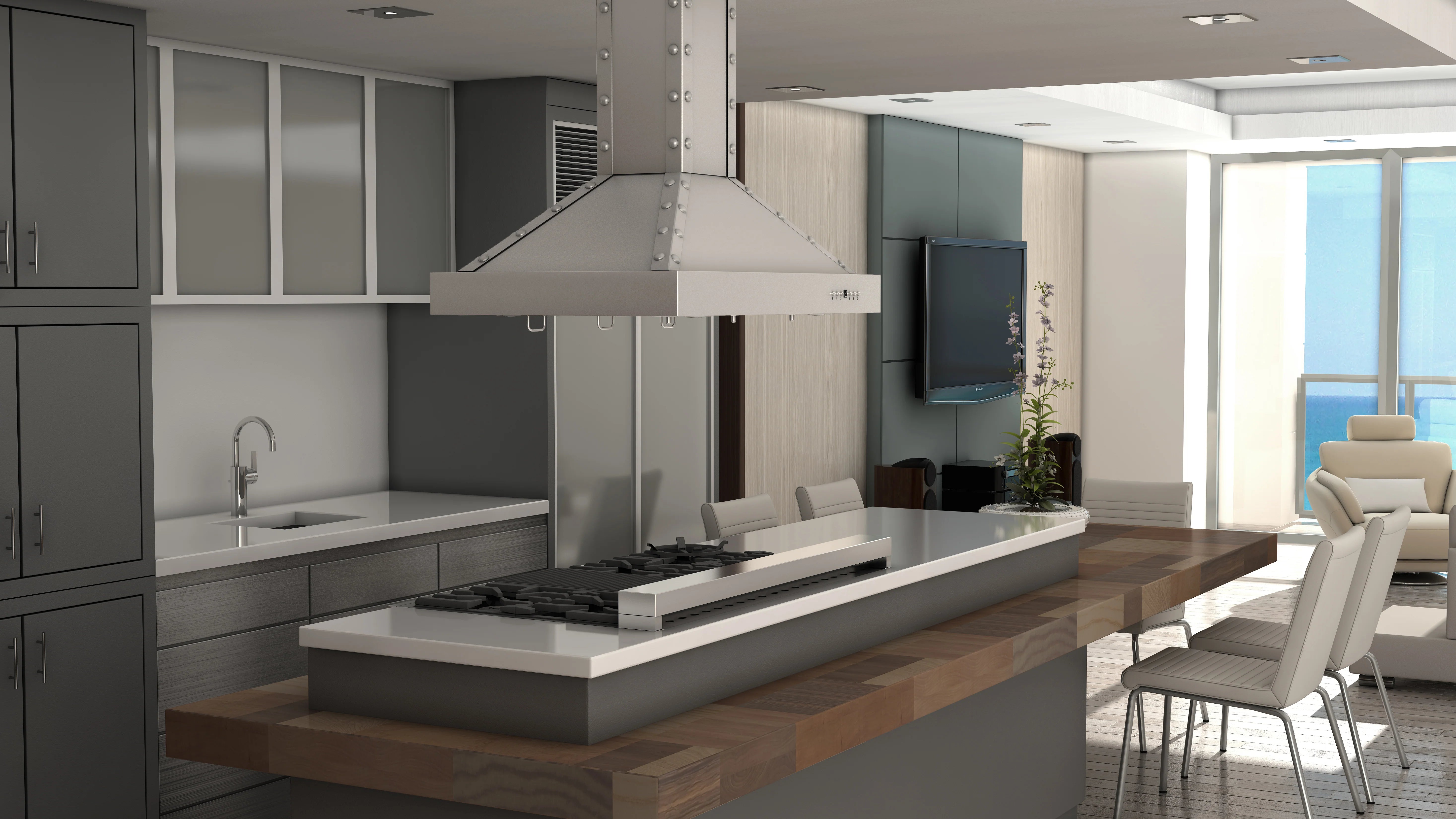 ZLINE 36" Designer Series Stainless Island Range Hood (KB2i-4SSXS-36)
