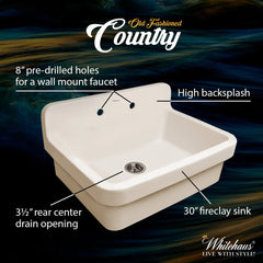 Whitehaus 30″ Old Fashioned Country Fireclay Kitchen Sink – OFCH2230