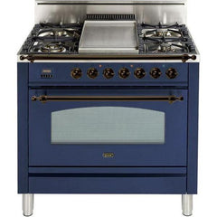 ILVE 36" Nostalgie Series Freestanding Single Oven Gas Range with 5 Sealed Burners and Griddle (UPN90FDV) - Ate and Drank