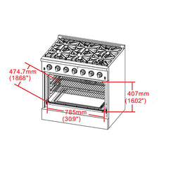 Forno 36" Galiano Gas Range with 240v Electric Oven - 6 Burners and Convection Oven - FFSGS6156-36