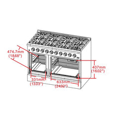 Forno 48" Capriasca Dual Fuel Range with 240v Electric Oven - 8 Burners, Griddle, and 160,000 BTUs - FFSGS6187-48