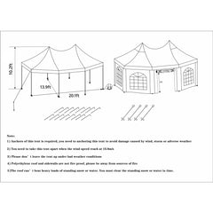 Aleko Heavy Duty Octagonal Outdoor Canopy Event Tent with Windows - 20 X 14 FT - PWT22X16-AP