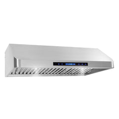 Cosmo 36" Ducted Under Cabinet Range Hood in Stainless Steel with Touch Display, LED Lighting and Permanent Filters - COS-QS90
