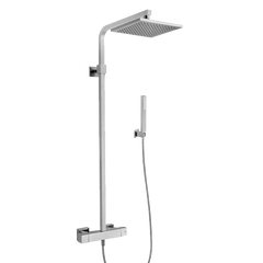 LaToscana 9 1/8" Shower Column With Thermostatic Mixer 38° Safety Button Integrated Diverter Brass Tube Wall Mounted Shower Holder - QU-689