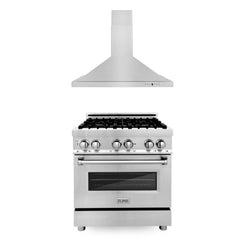 ZLINE 30" Kitchen Package with Stainless Steel Dual Fuel Range and Convertible Vent Range Hood - 2KP-RARH30