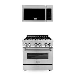 ZLINE 30" Kitchen Package with Stainless Steel Dual Fuel Range and Over The Range Microwave with Modern Handle - 2KP-RAOTR30