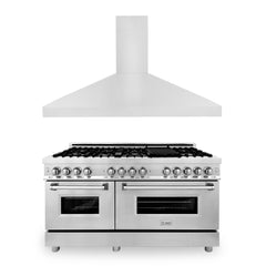 ZLINE 60" Kitchen Package with Stainless Steel Dual Fuel Range and Convertible Vent Range Hood - 2KP-RARH60