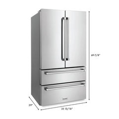 ZLINE 36-Inch 22.5 cu. ft Freestanding French Door Refrigerator with Ice Maker and Water Filter in Fingerprint Resistant Stainless Steel - RFM-WF-36