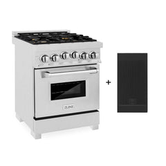 ZLINE 24-Inch Gas Range with 2.8 cu. ft. Gas Oven and Gas Cooktop with Griddle and White Matte Door in Fingerprint Resistant Stainless Steel - RGS-WM-GR-24