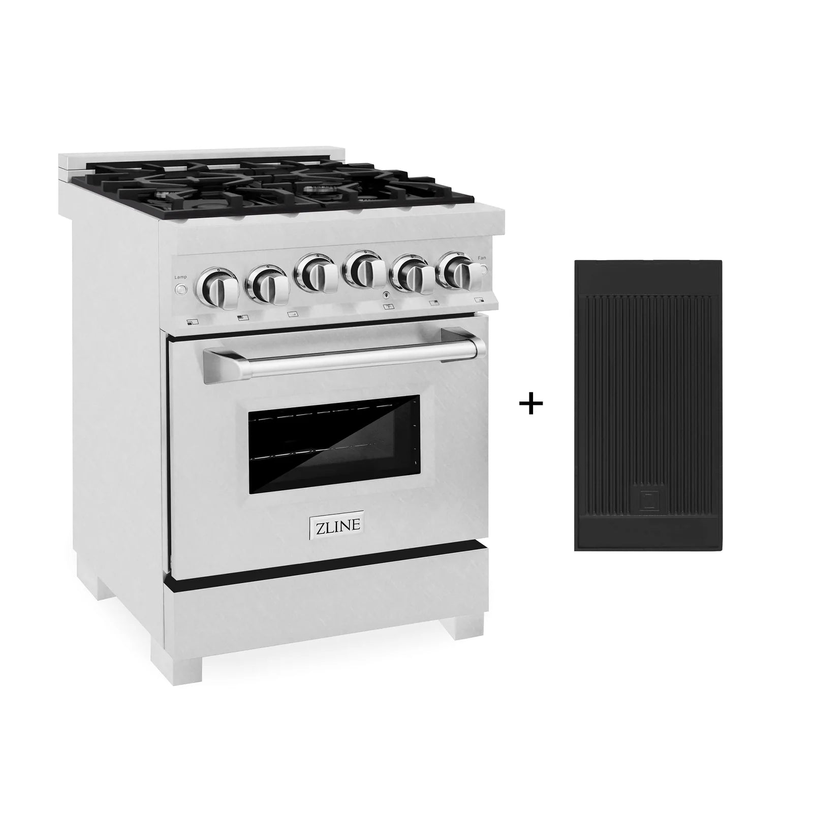 ZLINE 24-Inch Gas Range with 2.8 cu. ft. Gas Oven and Gas Cooktop with Griddle in Fingerprint Resistant Stainless Steel - RGS-SN-GR-24