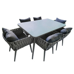 Aleko Rattan Wicker Complete 7-Piece Indoor/Outdoor Dining Patio Furniture - Irvine Set - RTDFGY-AP