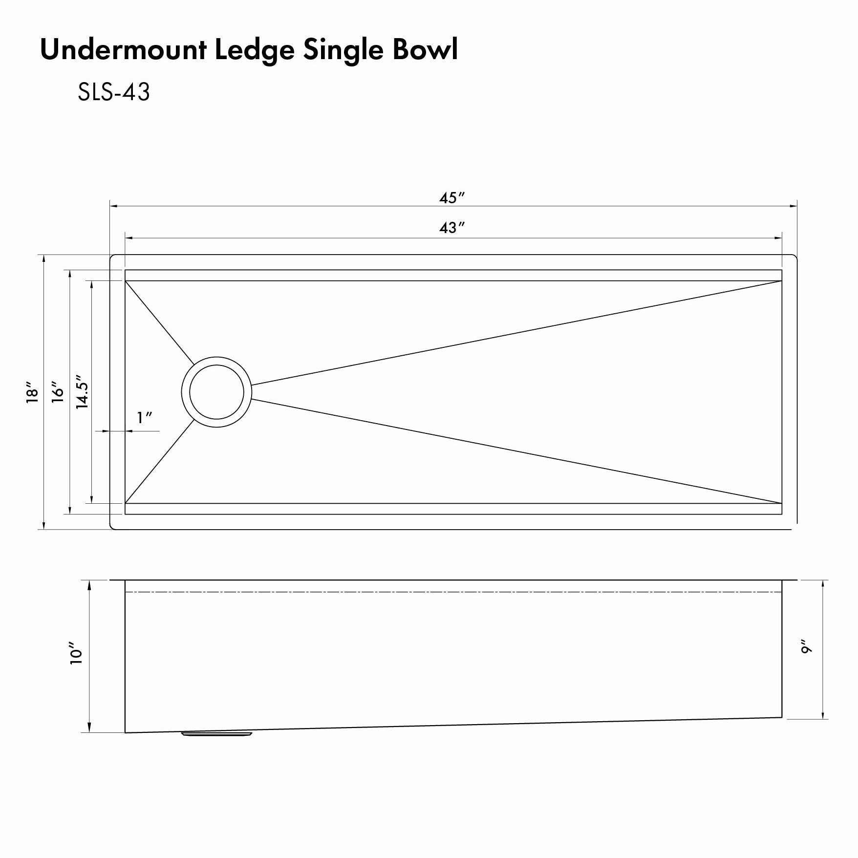ZLINE Garmisch Undermount Single Bowl Stainless Steel Kitchen Sink - SLS-43