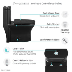 Swiss Madison  Monaco One-Piece Elongated Toilet Dual-Flush 1.1/1.6 gpf - SM-1T108