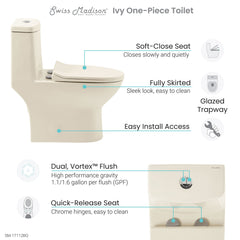 Swiss Madison Ivy One-Piece Elongated Toilet Vortex™ Dual-Flush 1.1/1.6 gpf - SM-1T1