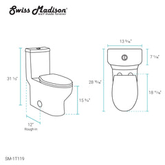 Swiss  Madison Plaisir One-Piece Elongated Toilet Dual-Flush 1.1/1.6 gpf - SM-1T119