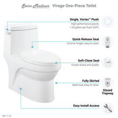 Swiss Madison Virage One-Piece Elongated Toilet Vortex™ Side Flush 1.28 gpf - SM-1T123