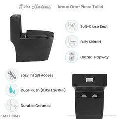 Swiss Madison Dreux One Piece Elongated Dual Flush Toilet with 0.95/1.26 GPF - SM-1T181