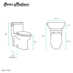 Swiss Madison Sublime One-Piece Elongated Toilet Side Flush 1.28 gpf - SM-1T206