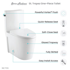 Swiss Madison St. Tropez One-Piece Elongated Toilet Vortex™ Side Flush 1.28 gpf - SM-1T253